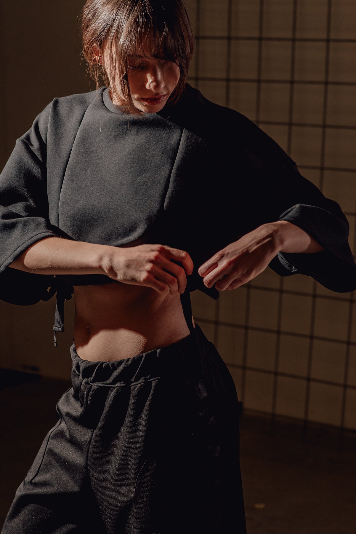 CROPPED T-SHIRT WITH SIDE STRINGS