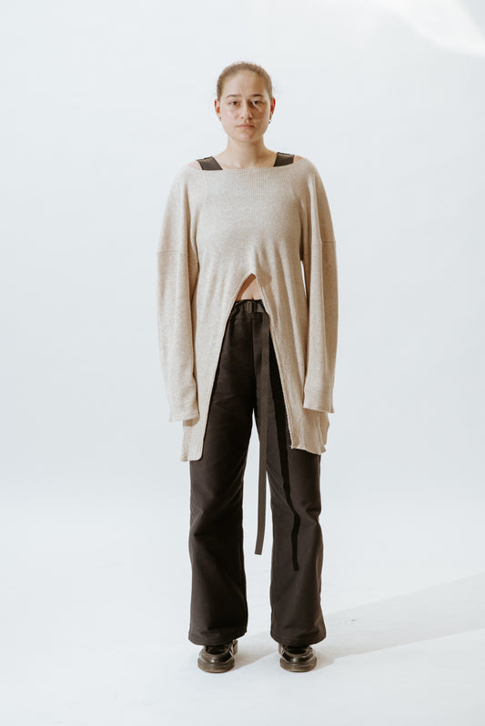 LONG SLEEVE TUNIC WITH ELONGATED SIDES